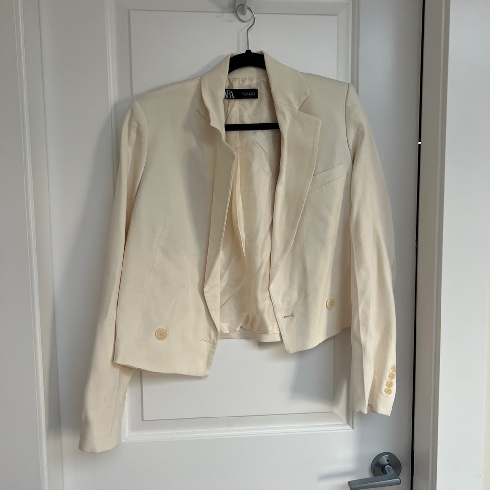 Zara Cream Cropped Women's Blazer